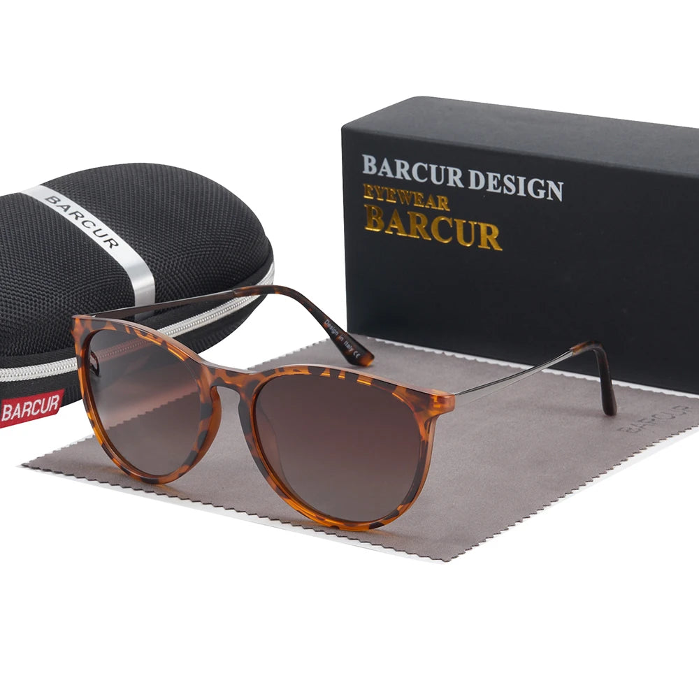 Damen-Sonnenbrille Katzenauge Kunststoff Titan Spiegel UV400 polarisiert