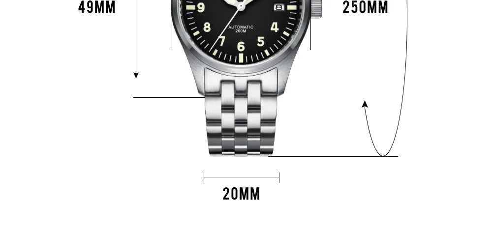 Herren-Taucheruhr mit C3-Leuchtmasse und NH35A-Automatikwerk