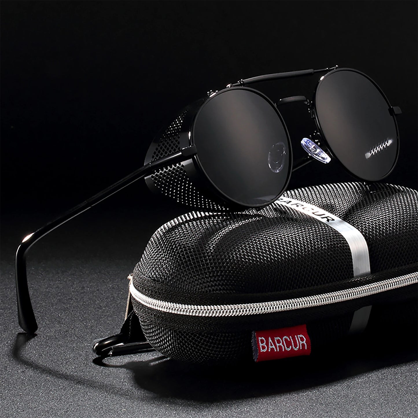 Sonnenbrille Steampunk rund Retro polarisiert Vintage Herren Damen B