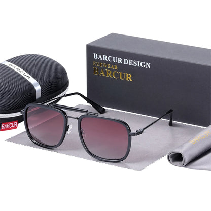 Sonnenbrille quadratisch Luxus Farbverlauf polarisiert Spiegel Herren