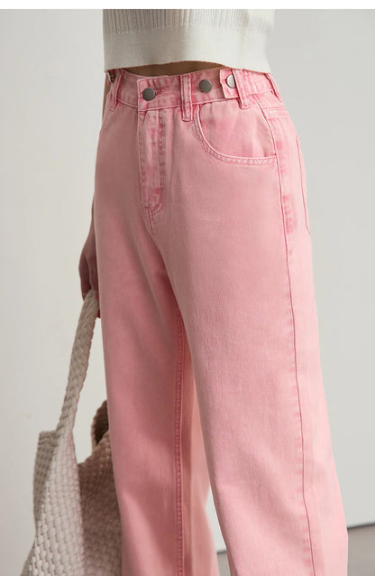 Damenjeans im minimalistischen Retro-Stil mit geradem Bein aus Baumwolle