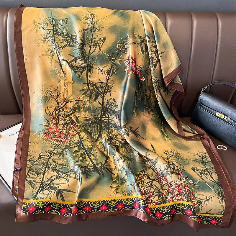 Damen Seidenschal groß Sommer Strand Hijab Turban Foulard Bandana Sonnenschutz