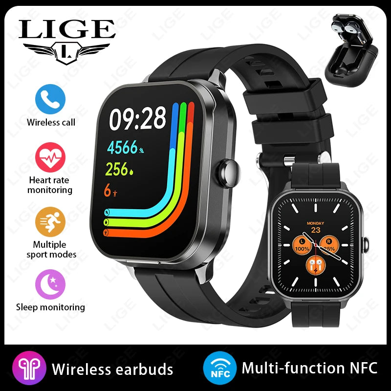 Männer Smartwatch mit Bluetooth Headset und Blutdrucküberwachung für Sport und Fitness