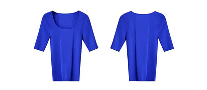 Damen-Strickpullover mit quadratischem Ausschnitt und Halbarm, blau