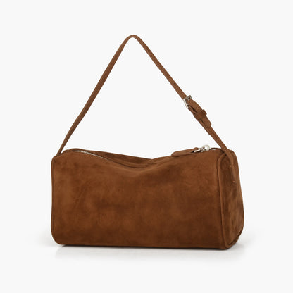 Veloursleder Henkeltasche Mit Top-Handle Und Abnehmbarer Schultergurt