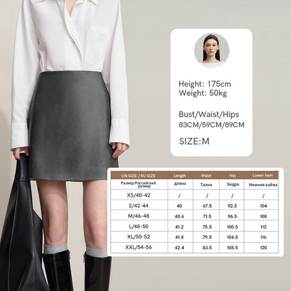 Dunkelgrauer PU-Leder-Minirock, figurbetontes Design für Damen
