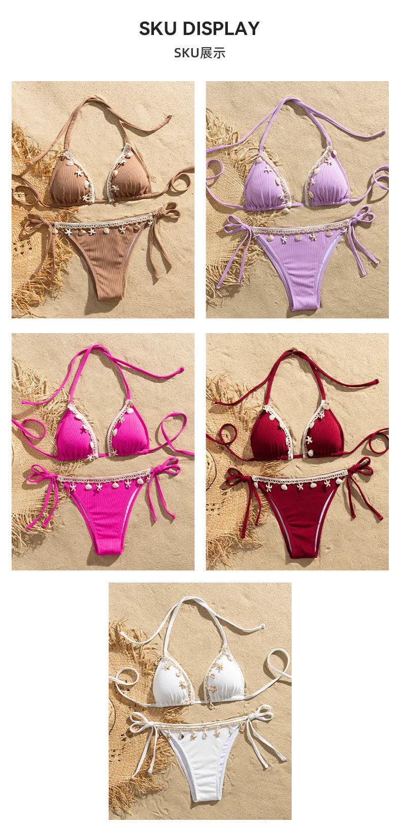 Dreiteiliges Damen-Bikini-Set im brasilianischen Stil – ideal für Strand und Pool