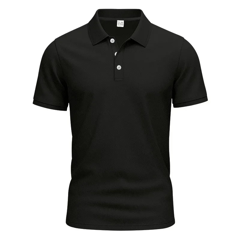 Langärmeliges Herren-Poloshirt mit Waffelstruktur und Knopfleiste – ideal für Freizeit und Urlaub
