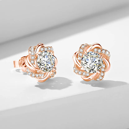 Damen-Moissanit-Ohrringe mit Zertifikat, 2 Karat Rosegold, Davidstern-Design, Luxusschmuck
