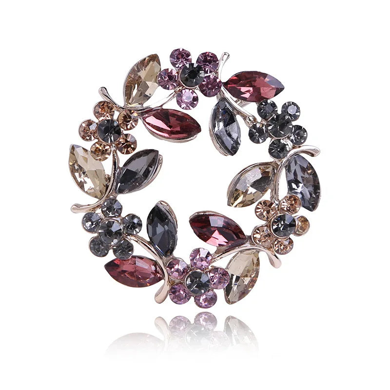 Brosche Girlande Kristall Strass Rund Luxus Boutique Corsage Damen