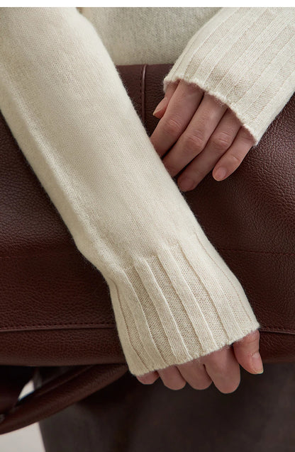 Damen-Rollkragenpullover 100 % Wolle locker Herbst-Winter
