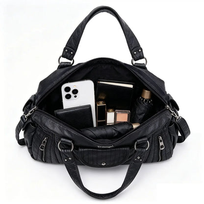 Damen-Hobo-Tasche aus Vintage-Leder mit verstellbarem Tragegurt und Mehrfachtaschen