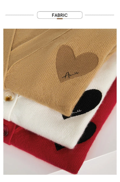 Damen-Strickjacke V-Ausschnitt Wollstickerei locker romantisch Winter