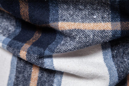 Herren Kariertes Hemd im Casual-Stil mit doppelten Taschen für Herbst und Winter