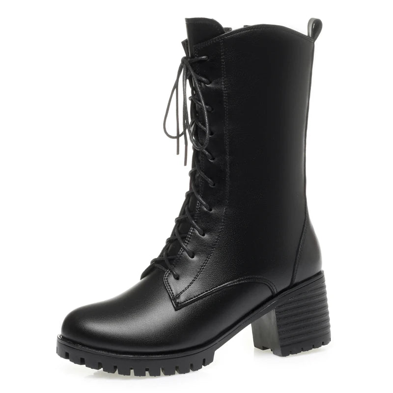 AIYUQI 2025 new women's snow boots non-slip work boots women large size winter warm motorcycle boots girls ankle boots
