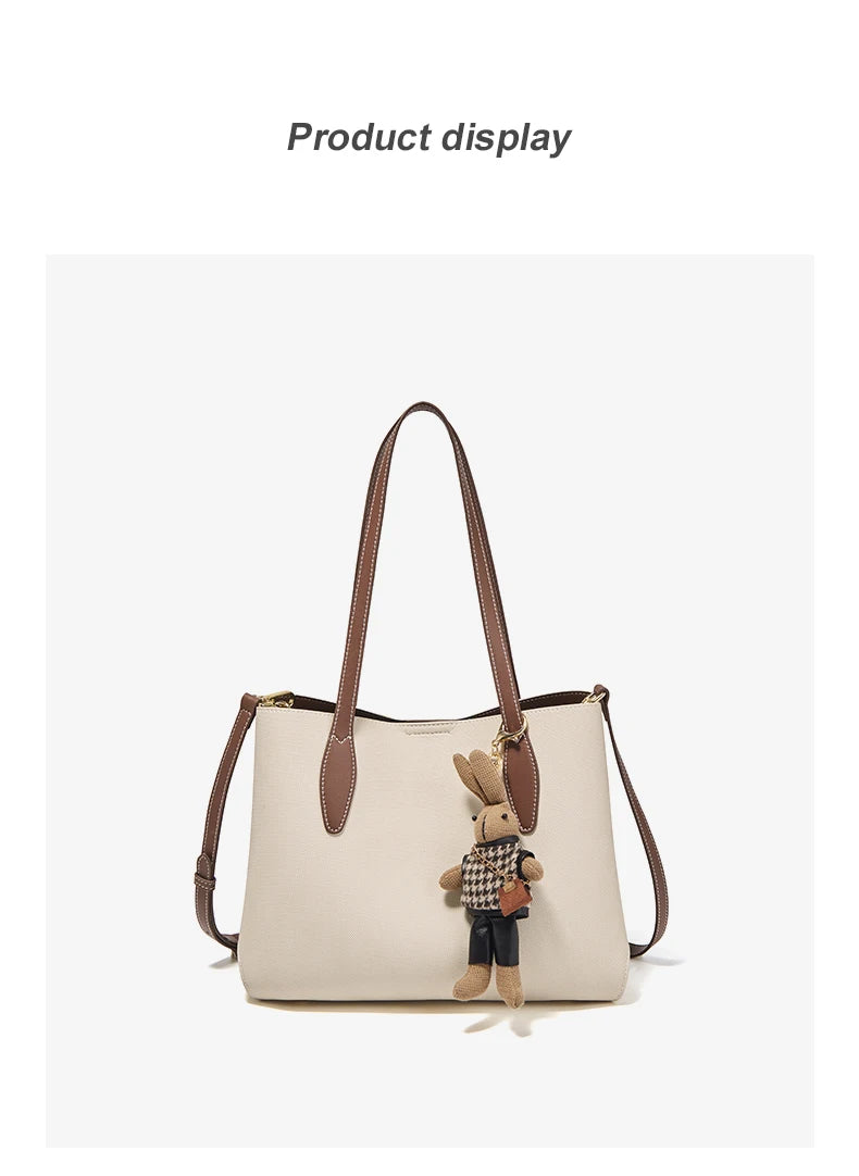 Damen Handtasche aus Split-Leder mit großer Kapazität