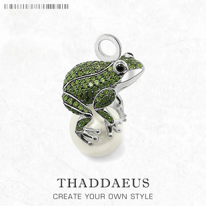Damen-Charm-Anhaenger Frosch mit Perle aus Sterlingsilber