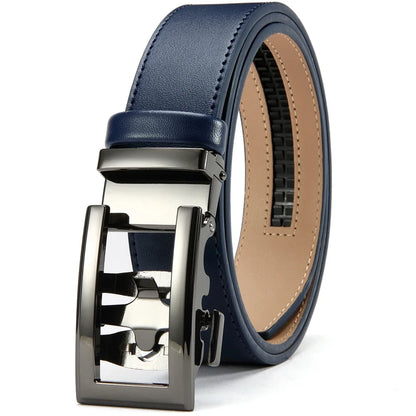 Herren Echtleder-Gürtel Hohles Muster Automatik-Schnalle Unisex 3,5 cm