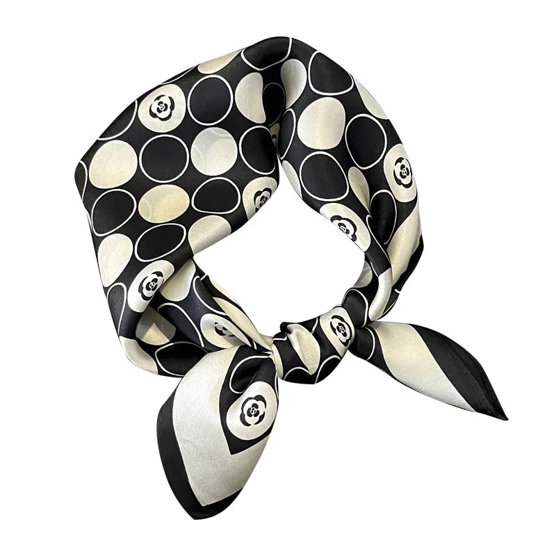 Damen Seidenschal 53cm Blumenprint quadratisch Haarband Halstuch Büro Hijab Geschenk