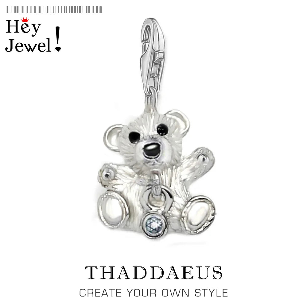 Damen-Charm-Anhänger Teddybär Pullover süß aus Sterlingsilber