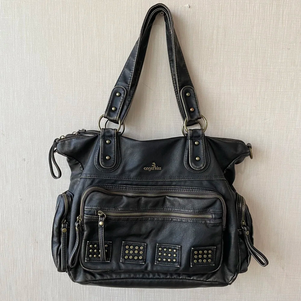 Damen-Handtasche Vintage-Stil aus Soft-PU Bronzefarben Große Tote-Tasche Schulter- und Umhängetasche