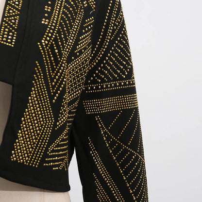 Ärmelloses Midikleid mit Polka-Dots und Patchwork-Spitze im Colorblock-Design für Damen mit Halterneck