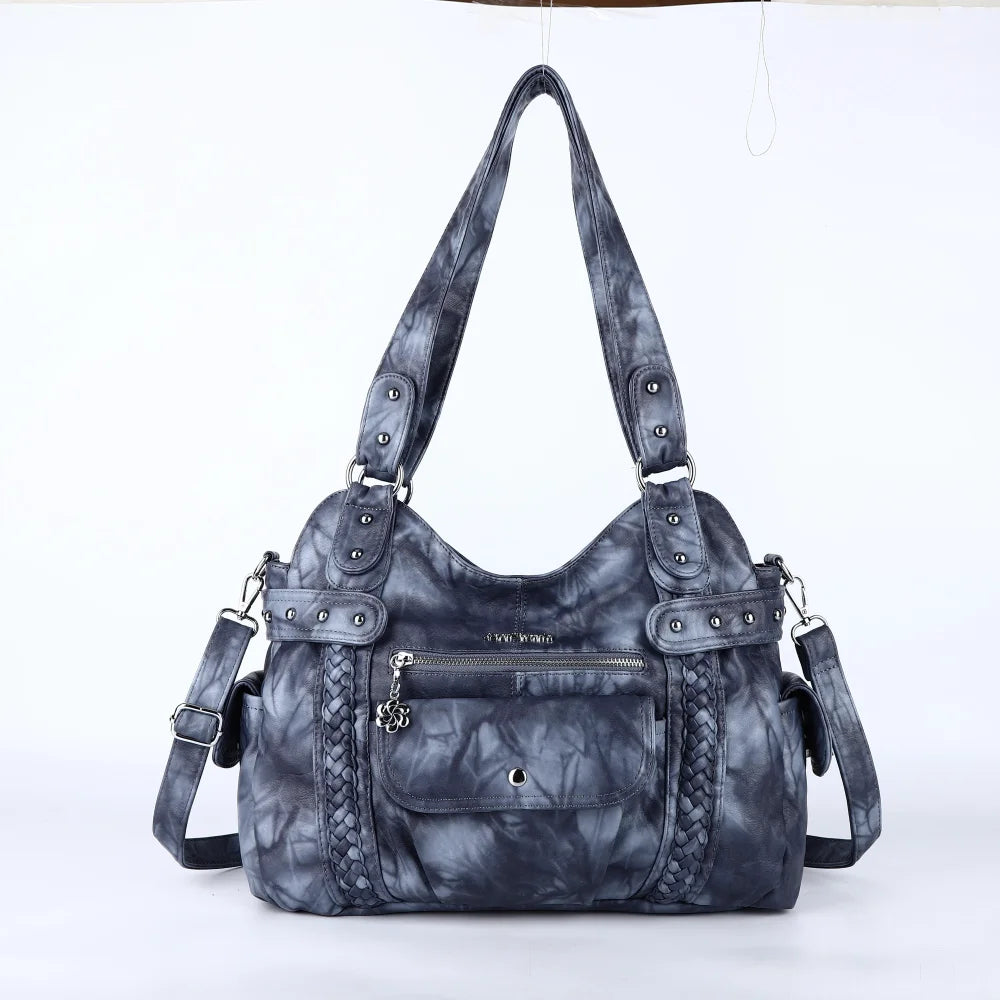 Damen-Handtasche aus PU mit Reißverschluss und Mehrfachfächern, ideal für Alltag und Freizeit, Innenfutter aus Polyester