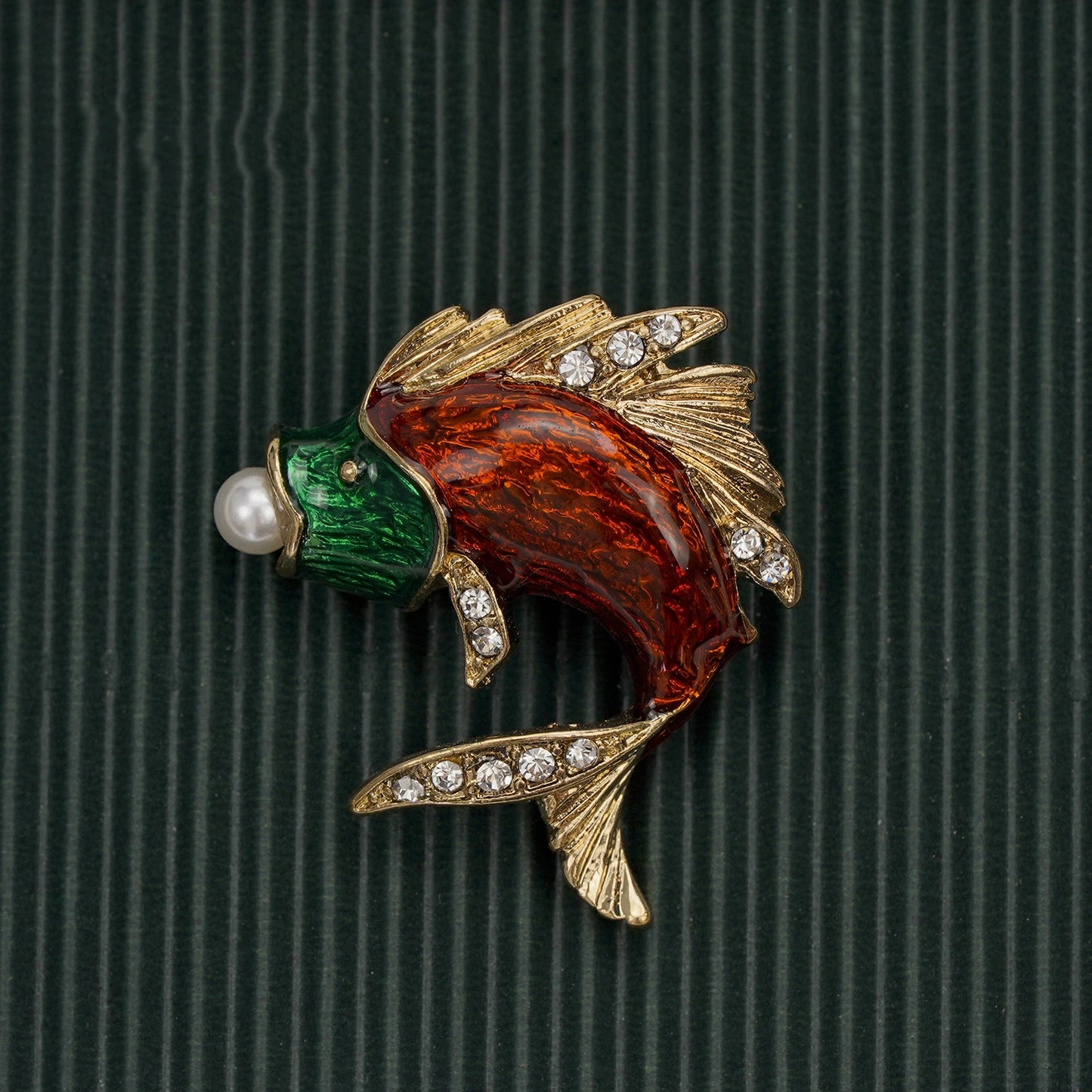 Brosche Fisch Schmetterling Insekt Emaille Kristall Vintage Retro Kleidung Damen