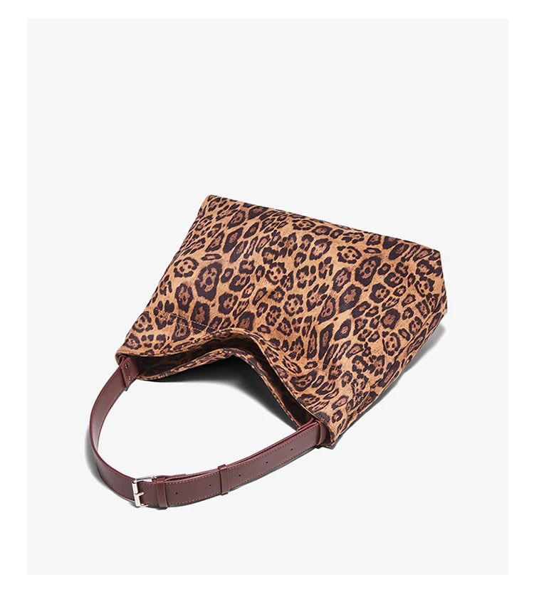Damen Schultertasche Groß Kapazität Oversize Leopardendruck Modische Tote Tasche