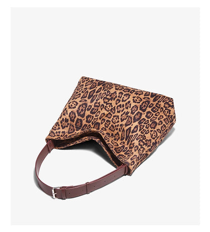 Damen Schultertasche Groß Kapazität Oversize Leopardendruck Modische Tote Tasche