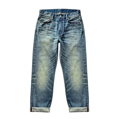 Herren Jeans im Used-Look mit Schnurrbart-Effekt aus Selvedge-Denim