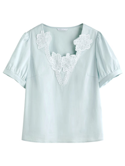 Lässige Damen-Bluse aus Lyocell mit Blumenärmeln und lockerem Schnitt – vielseitiges Sommer-Oberteil