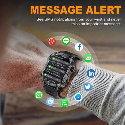 LIGE IP68 Wasserdichte Militär Smart Uhr Männer 1,95 "HD Fitness Tracker Sport Smartwatch Bluetooth Anruf Herzfrequenz Blutdruck