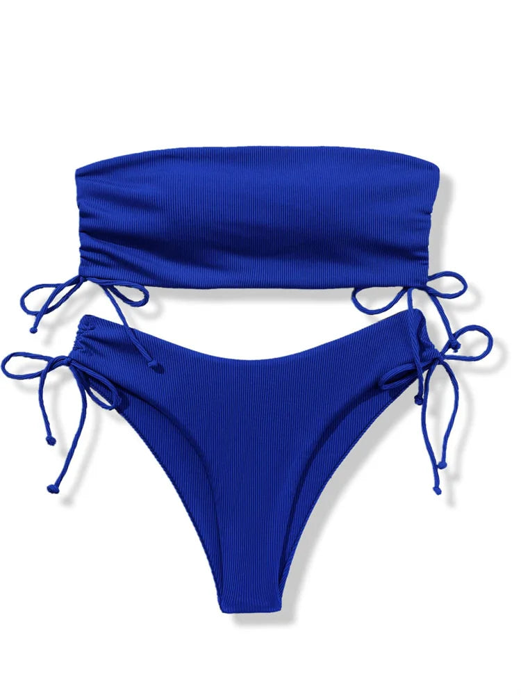 Gestreifter Sexy Bikini für Damen – Zweiteiliges Badeanzug-Set für Strand und Pool