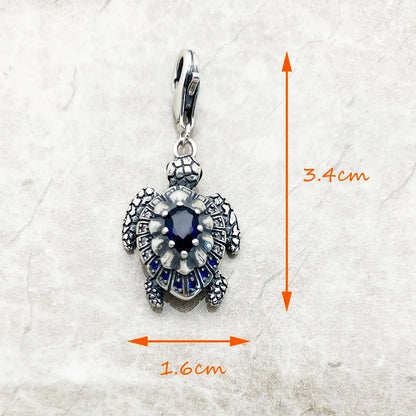 Damen-Charm-Anhaenger Schildkroete blaue Steine aus Sterlingsilber