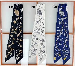 Damen Seidenschal klein quadratisch Haarband Halstuch Kopftuch Bandana E