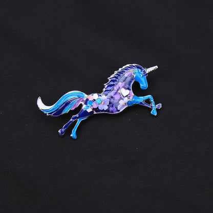 Brosche Tier Fantasy Emaille Strass Fuchs Einhorn Pferd Vogel gemischt