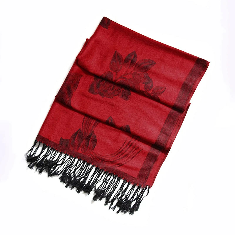 Damen Winterschal Kaschmir Plaid warm Pashmina Bandana Quaste B