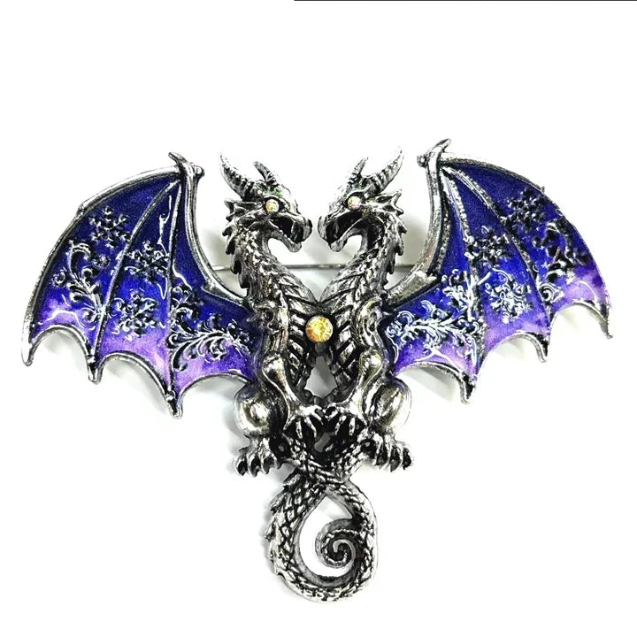Brosche Drache Doppelkopf Tier Hochzeit Party Fliegend Damen Herren