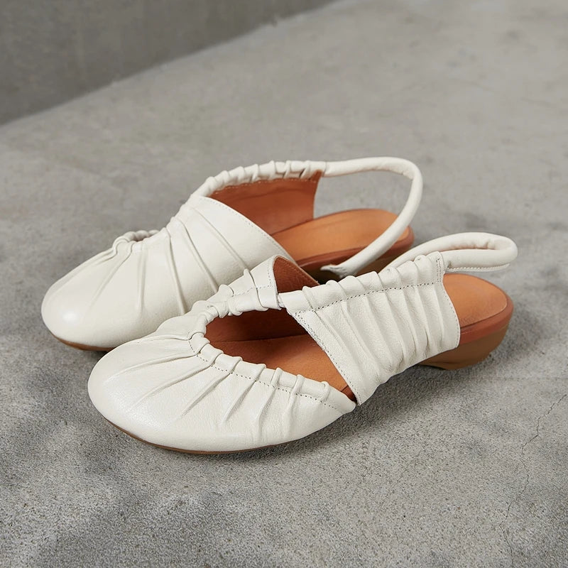 AIYUQI 2025, neue stil geschlossene zehen frauen sandalen Plissee nicht-slip Römischen sandalen für frauen Große größe sommer strand weibliche schuhe