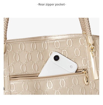 Damen Handtasche aus Split-Leder mit großer Kapazität