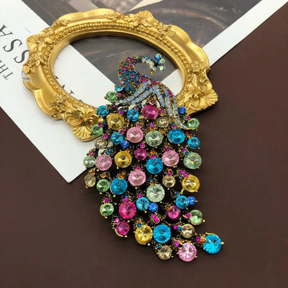 Brosche Pfau Kristall Emaille Tier Anstecknadel Damen
