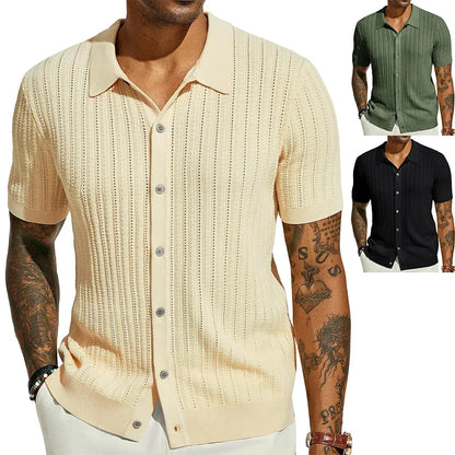 Herren Kurzarmshirt mit Dreiviertelärmeln im koreanischen Stil – elegantes, leichtes Sommer-Oberteil aus Eisseide