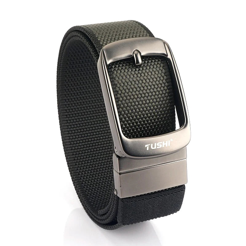 Herren-Gürtel Reversibel mit Automatischer Schnalle aus Nylon Zweifarbig 34mm Breite
