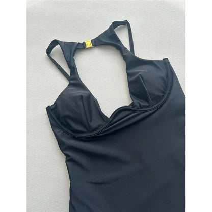 Damen-Badeanzug Cut-Out Bügel rückenfrei High-Cut gepolstert