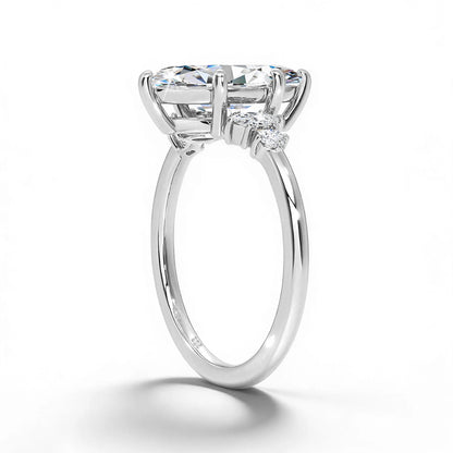 Damen-Verlobungsring aus Silber 925 mit fünf Moissanite im Marquise-Schliff, 18k Goldplattiert