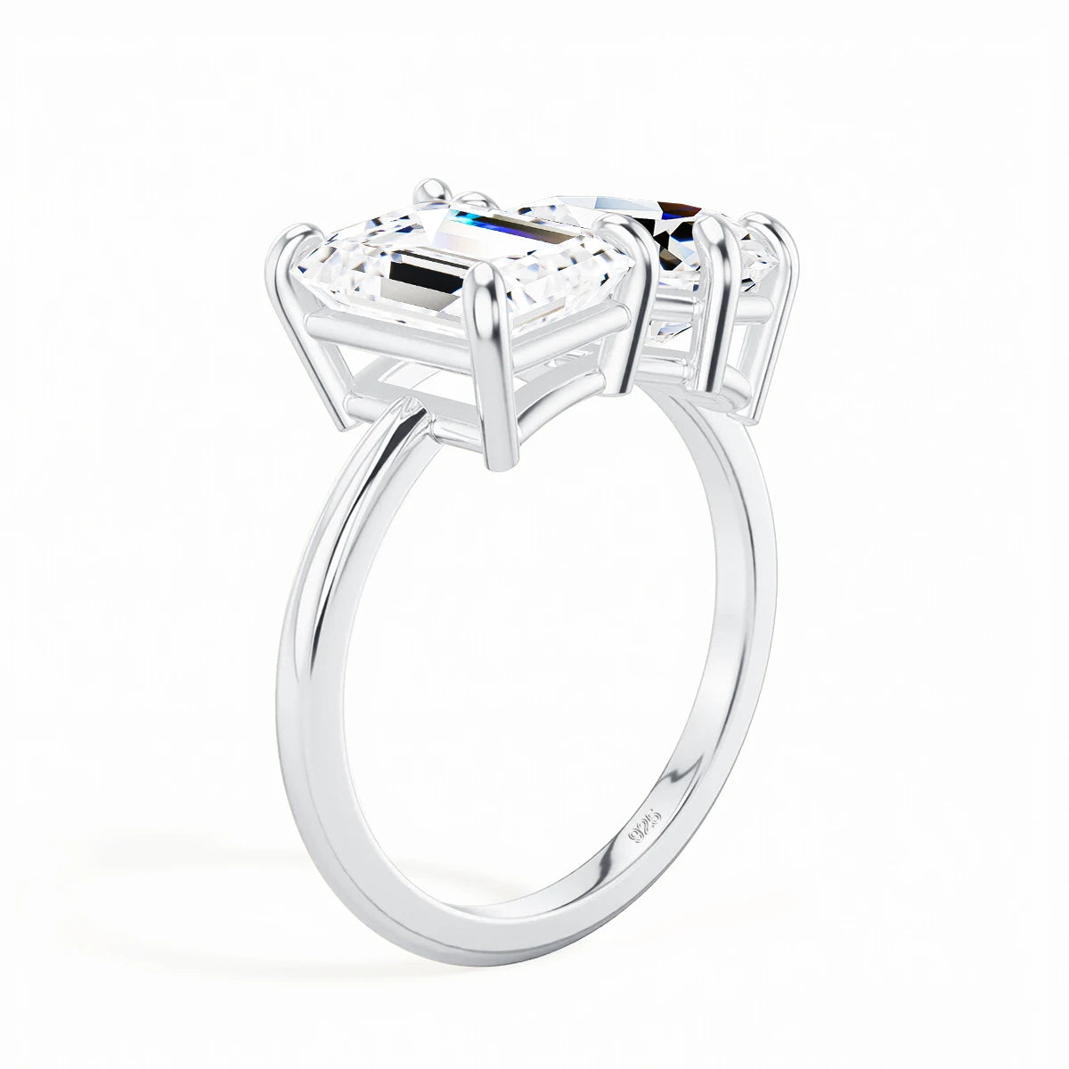 Damen-Ring aus 925er Silber mit Moissanit-Doppelstein, 3,5 Karat Gesamtgewicht, Luxuriöses Schmuckstück