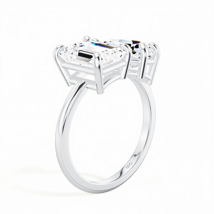 Damen-Ring aus 925er Silber mit Moissanit-Doppelstein, 3,5 Karat Gesamtgewicht, Luxuriöses Schmuckstück