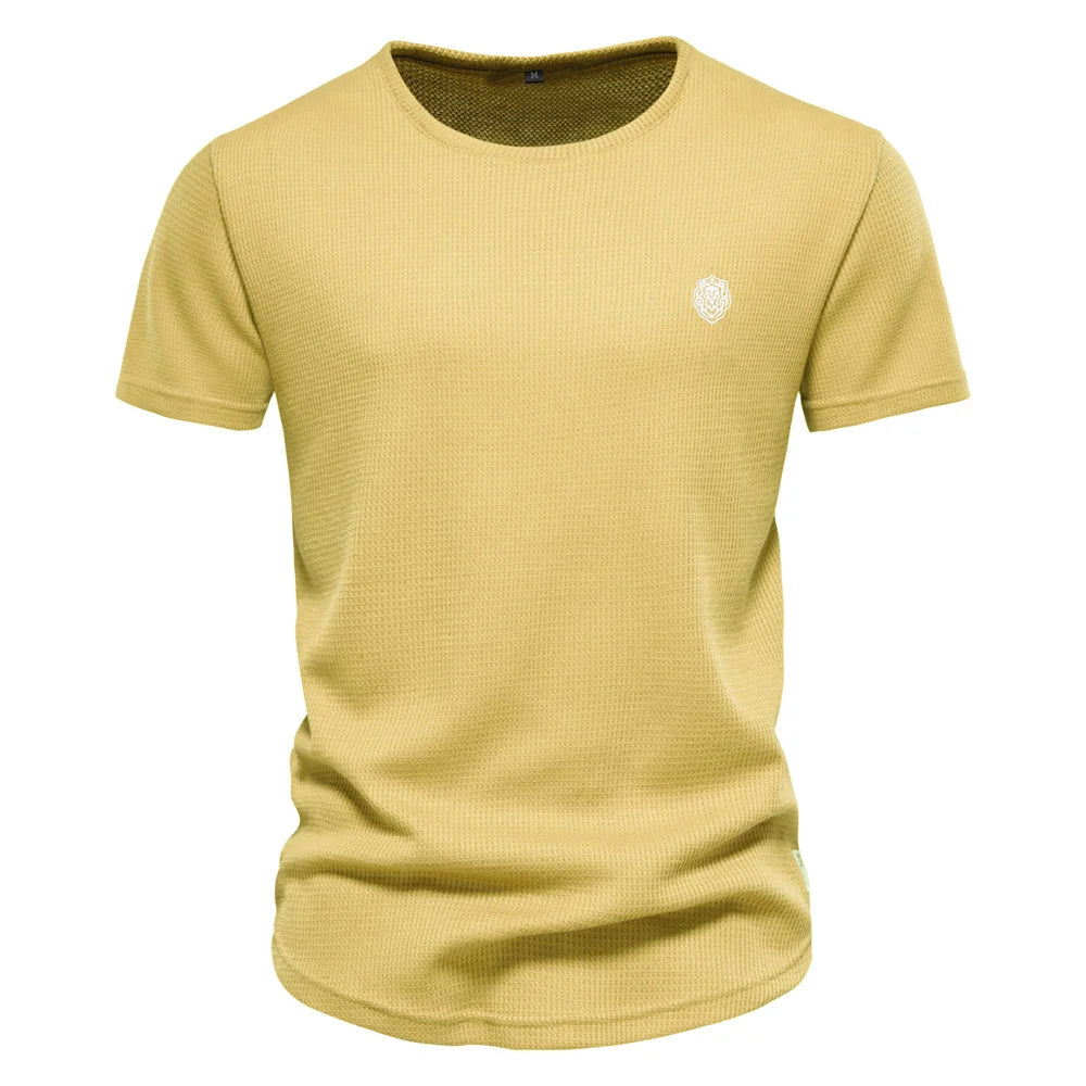Herren T-Shirt aus Waffelstoff im einfarbigen Casual-Stil für den Sommer