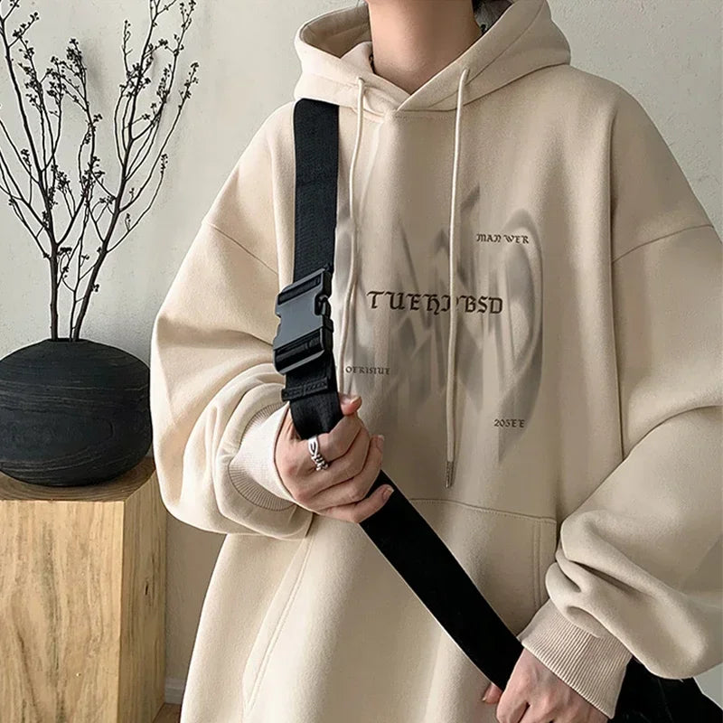 Neue Gothic Brief Gedruckt Mit Kapuze Sweatshirt Für Männer Herbst Hip Hop Übergroßen Pullover Hoodies Y2K Streetwear Grafik Hoody